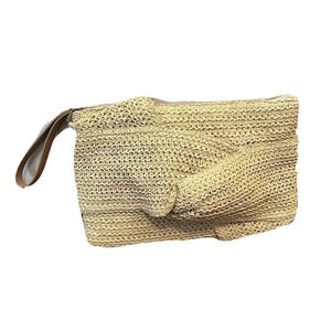 A New Day Clutch Womens‎ Tan Beige Zip Closure Raffia Straw Wristlet Natural New